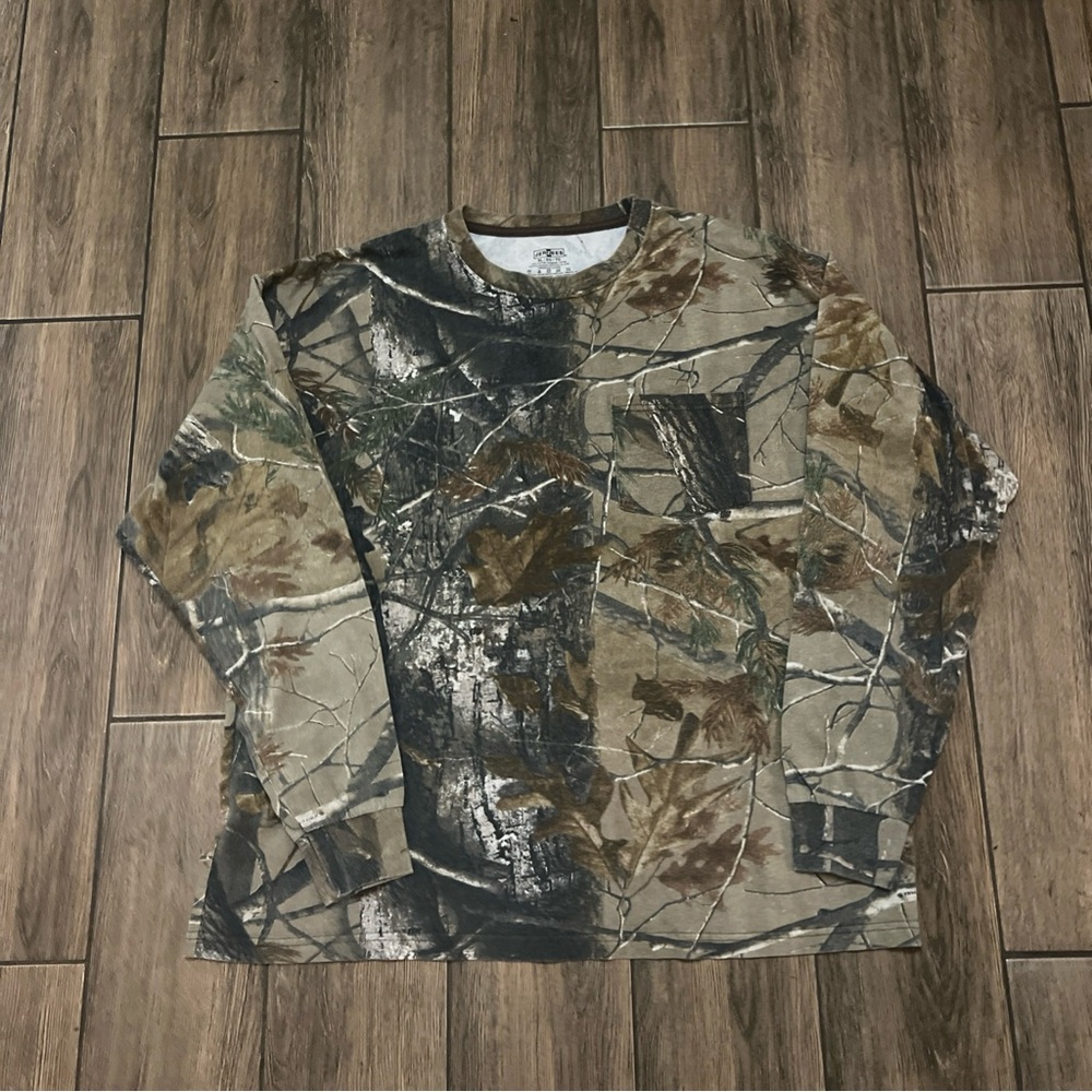 VTG Jerzees  RealTree Camo Long Sleeve Pocket T-Shirt Mens XL 90’s Y2K